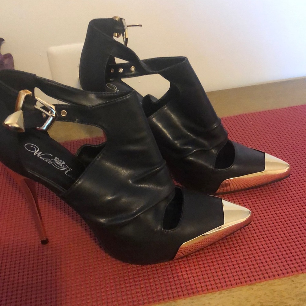Wild Rose black and gold shoes.